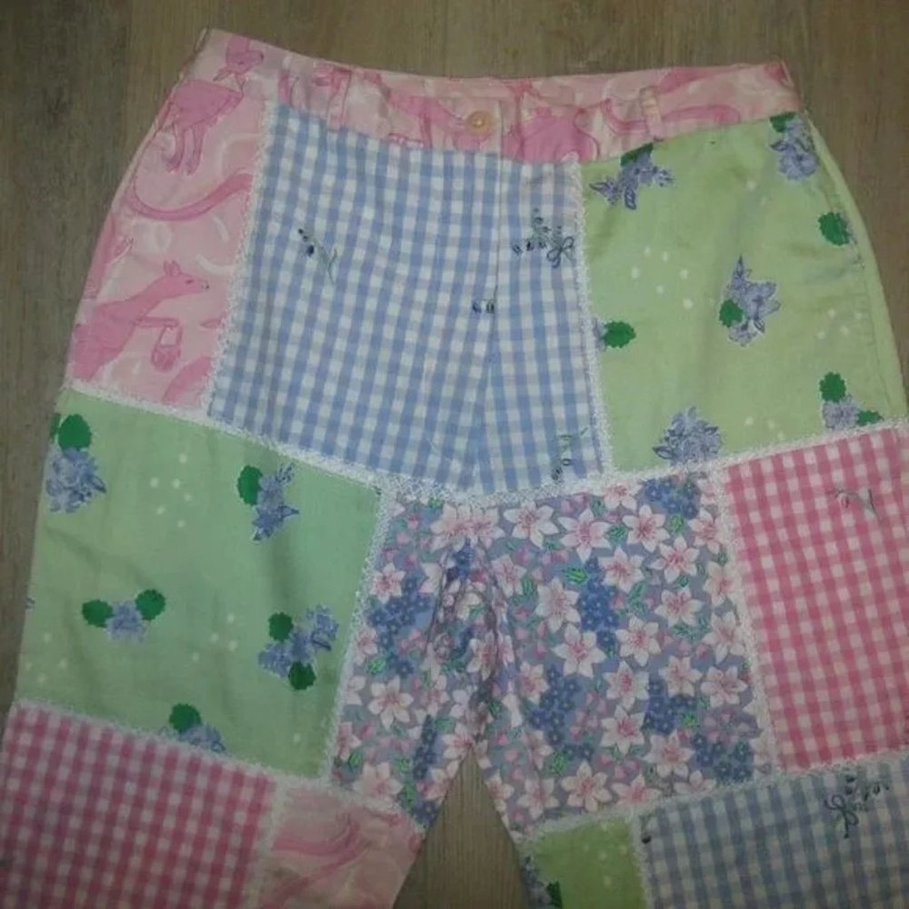 Lilly Pulitzer Patchwork Kangaroo Capri Pants Sz 6 - image 4
